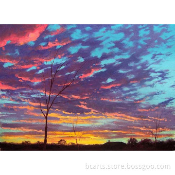 Decorative impressionist sunset clouds oil painting From Da Fen Village